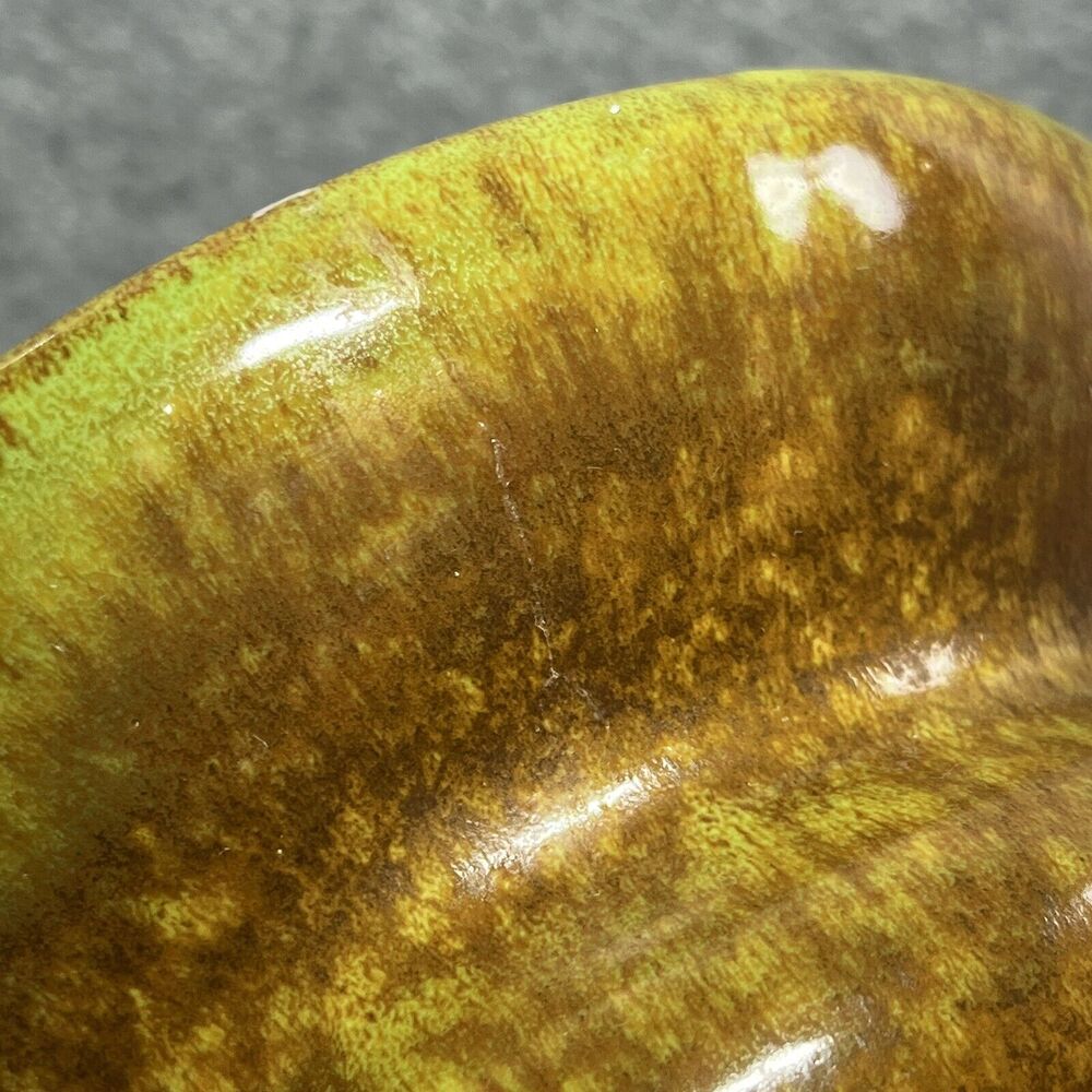 Haeger Pottery Planter Vase MCM Green Brown Sputnik‎ Speckled Glaze Stamped USA - Picture 8 of 8